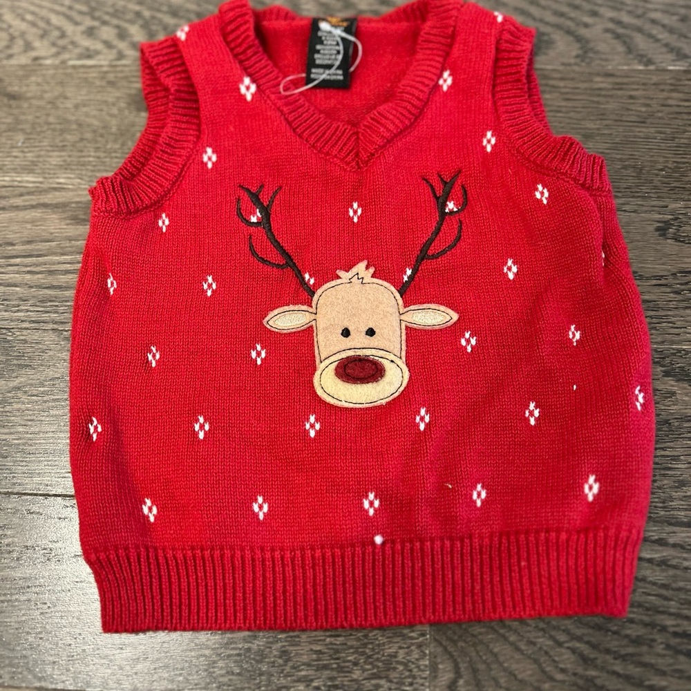Kids Dockers Red Knit Christmas Vest